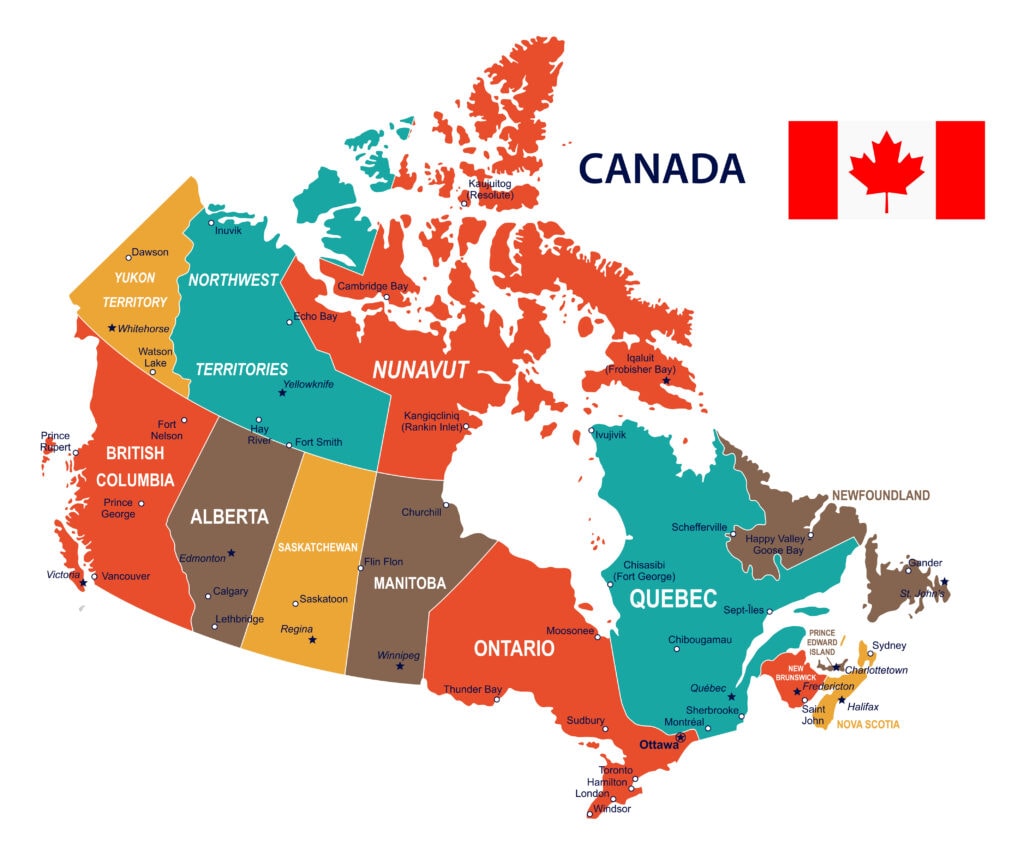 Canada map and flag - vector illustration